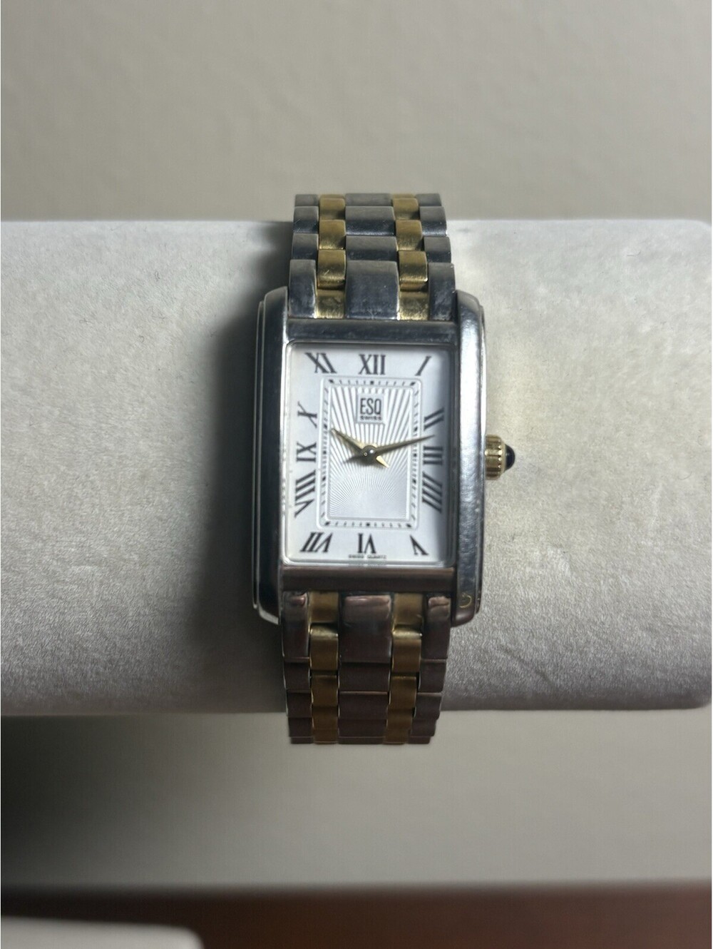 ESQ by MOVADO SWISS WOMEN'S SILVER TONE WATCH and TWO-TONED BAND 20mm